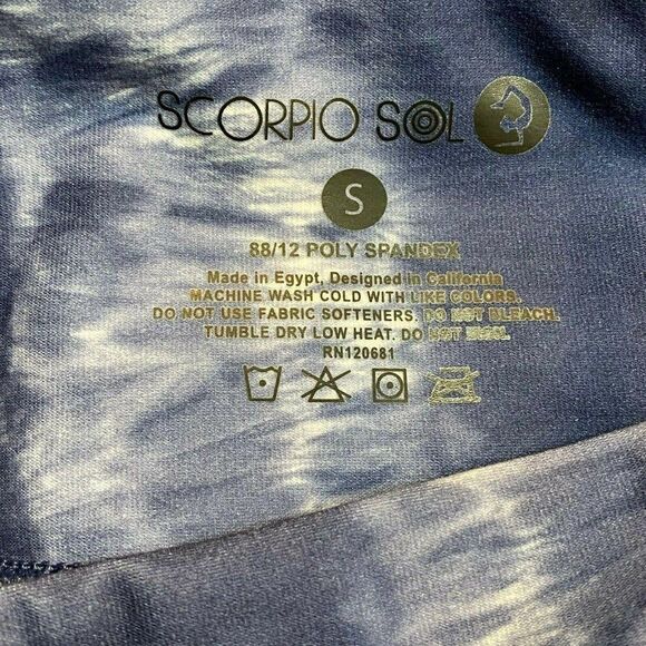Scorpio Sol Tie Dye Capri Leggings Blue White SZ S - Picture 3 of 3